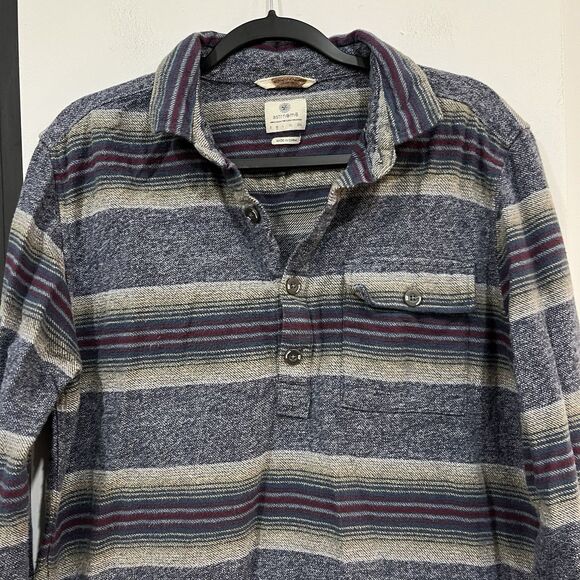 Astrneme Men’s Collared Cotton Henley Longsleeve Shirt Size Medium - Picture 2 of 7